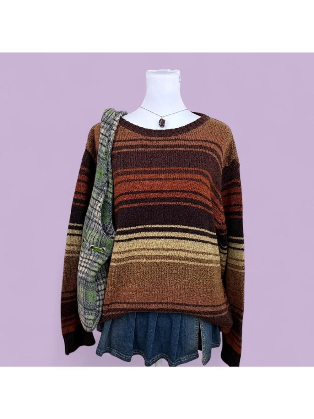 90s striped retro boho sweater